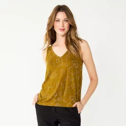 Petite Nine West Essential V-Neck Easy Tank -Nine West shop 5234801 Olive Floral