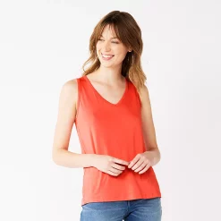 Petite Nine West Essential V-Neck Easy Tank -Nine West shop 5234801 Red
