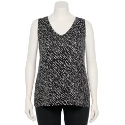 Plus Size Nine West Essential Easy V-Neck Tank -Nine West shop 5235544 Black Wood Diagonal