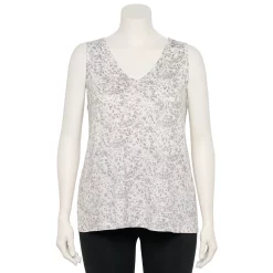Plus Size Nine West Essential Easy V-Neck Tank -Nine West shop 5235544 Gray Flowy Animal