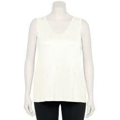 Plus Size Nine West Essential Easy V-Neck Tank -Nine West shop 5235544 Modern White