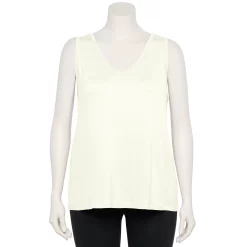 Plus Size Nine West Essential Easy V-Neck Tank -Nine West shop 5235544 White Knight