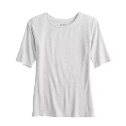 Women's Nine West Ribbed Fitted Elbow-Sleeve Tee -Nine West shop 5236177 Light Gray Heather