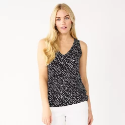 Women's Nine West Easy V-Neck Tank -Nine West shop 5237679 Black Wood Diagonal