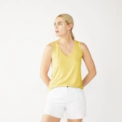 Women's Nine West Easy V-Neck Tank -Nine West shop 5237679 Yellow