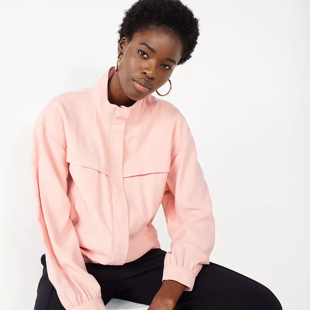 Petite Nine West Draped Bomber Jacket 4 Petite Nine West Draped Bomber Jacket - Image 2