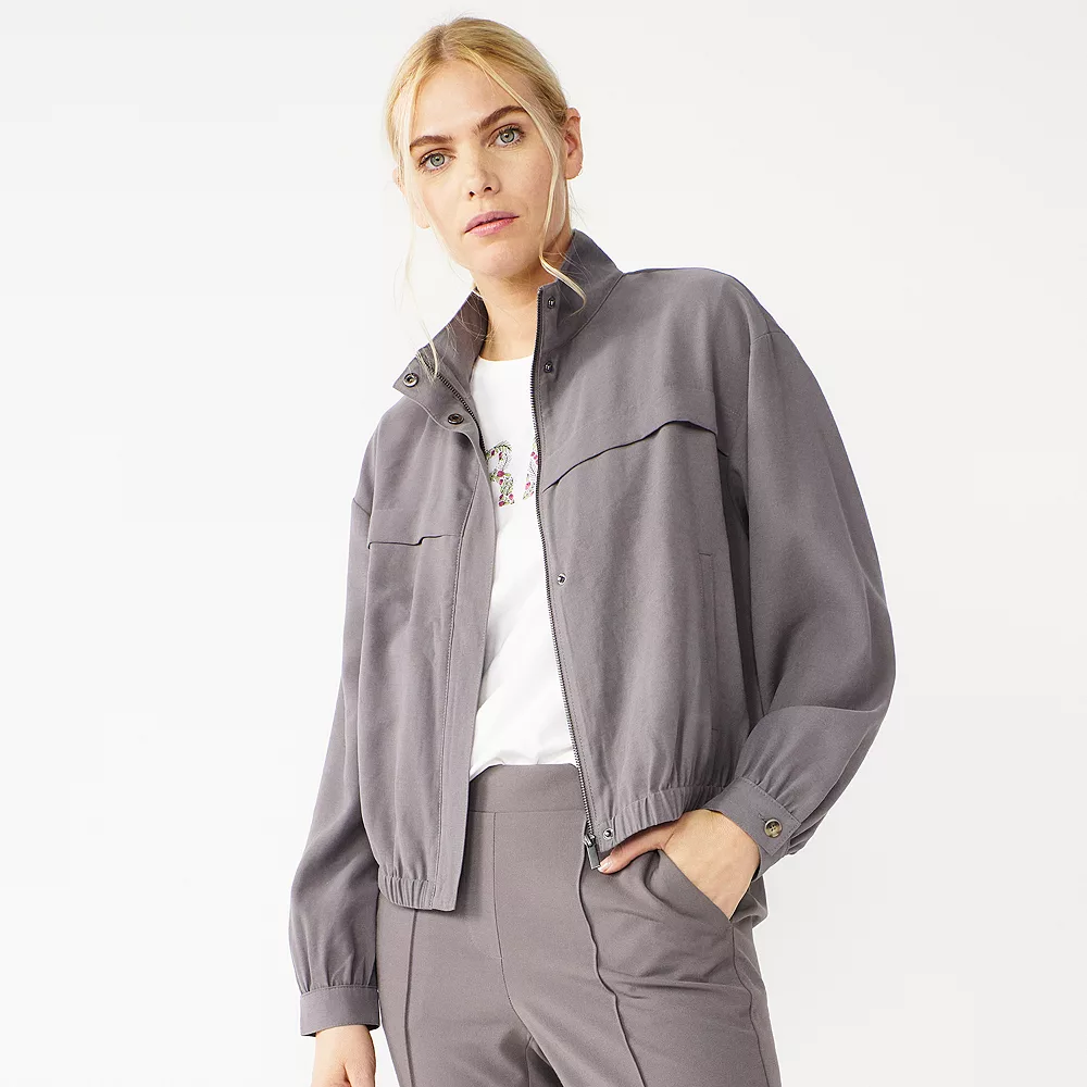 Petite Nine West Draped Bomber Jacket 5 Petite Nine West Draped Bomber Jacket - Image 3