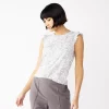 Petite Nine West Ruffle-Shoulder Top 1 Petite Nine West Ruffle-Shoulder Top -Nine West shop 5245225 Gray Animal
