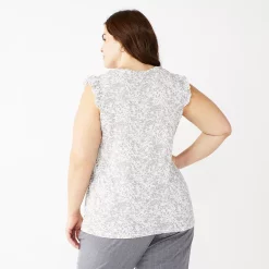 Plus Size Nine West Ruffle Shoulder Tank -Nine West shop 5245346 ALT