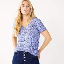Petite Nine West Essential Short Sleeve V-Neck Tee 37 Petite Nine West Essential Short Sleeve V-Neck Tee -Nine West shop 5246433 Blue Ikat Dot
