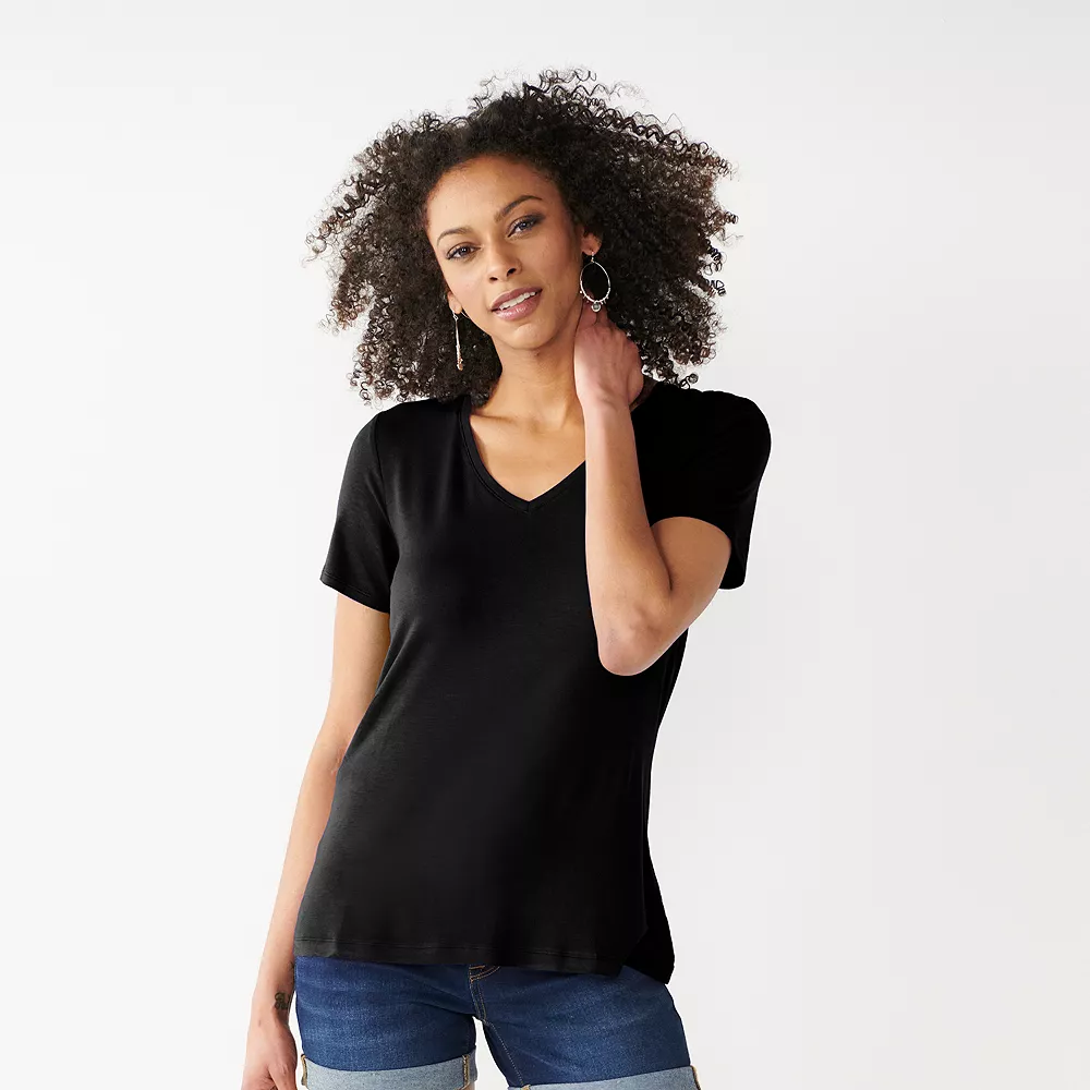Petite Nine West Essential Short Sleeve V-Neck Tee 6 Petite Nine West Essential Short Sleeve V-Neck Tee - Image 4