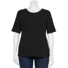 Plus Size Nine West Essential Fitted Elbow-Sleeve Tee 2 Plus Size Nine West Essential Fitted Elbow-Sleeve Tee -Nine West shop 5247489 Black