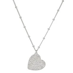 Nine West Pave Heart Pendant Necklace -Nine West shop 5256931 Silver Tone