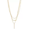 Nine West Simulated Crystal Multi-Strand Necklace -Nine West shop 5257175 Gold Tone
