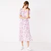 Petite Nine West Puff-Sleeve Midi Dress 2 Petite Nine West Puff-Sleeve Midi Dress -Nine West shop 5262045 Orchid Soft Floral