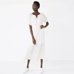 Petite Nine West Puff-Sleeve Midi Dress 9 Petite Nine West Puff-Sleeve Midi Dress -Nine West shop 5262045 Spring Zebra