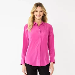 Petite Nine West Drapey Shirt 21 Petite Nine West Drapey Shirt -Nine West shop 5262174 Magenta Daisy