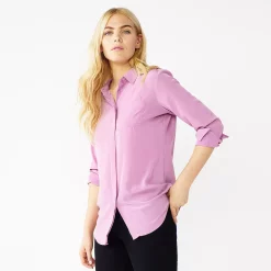 Women's Nine West Drapey Button Down Shirt -Nine West shop 5271741 Lavender Mauve