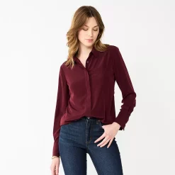 Women's Nine West Drapey Button Down Shirt -Nine West shop 5271741 Maddie Plum