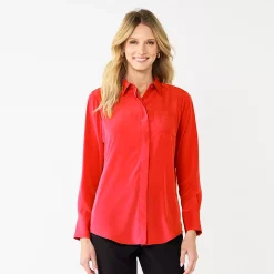 Women's Nine West Drapey Button Down Shirt -Nine West shop 5271741 Parker Orange