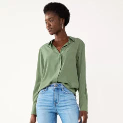 Women's Nine West Drapey Button Down Shirt -Nine West shop 5271741 Signature Green