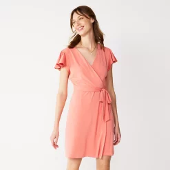 Women's Nine West Flutter Sleeve Wrap Dress -Nine West shop 5280249 Cruz Coral