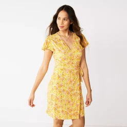 Women's Nine West Flutter Sleeve Wrap Dress -Nine West shop 5280249 Floaty Flowers Yellow