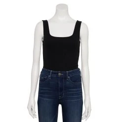 Women's Nine West Rib Scoopneck Tank Bodysuit -Nine West shop 5288302 Black