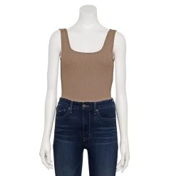 Women's Nine West Rib Scoopneck Tank Bodysuit -Nine West shop 5288302 Kalari Haki
