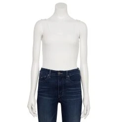 Women's Nine West Rib Scoopneck Tank Bodysuit -Nine West shop 5288302 White