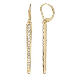 Nine West Gold Tone Simulated Crystal Linear Drop Earrings