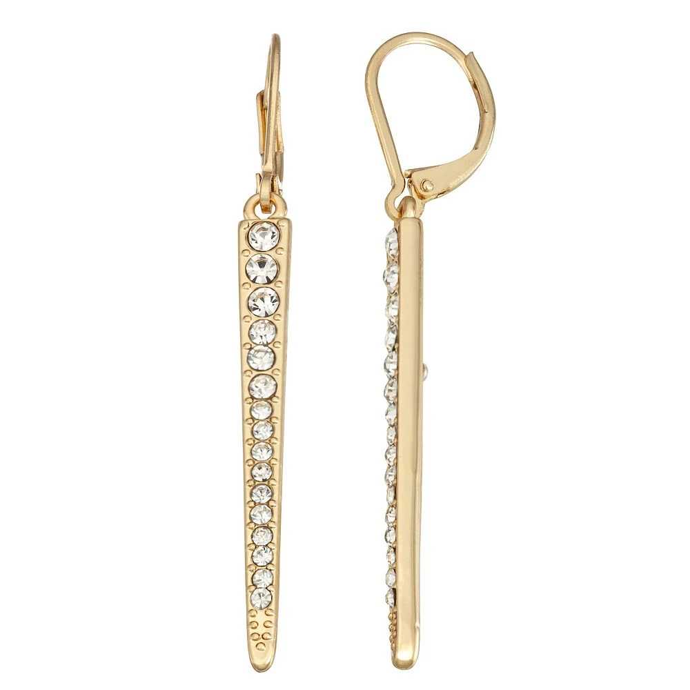 Nine West Gold Tone Simulated Crystal Linear Drop Earrings 3 Nine West Gold Tone Simulated Crystal Linear Drop Earrings