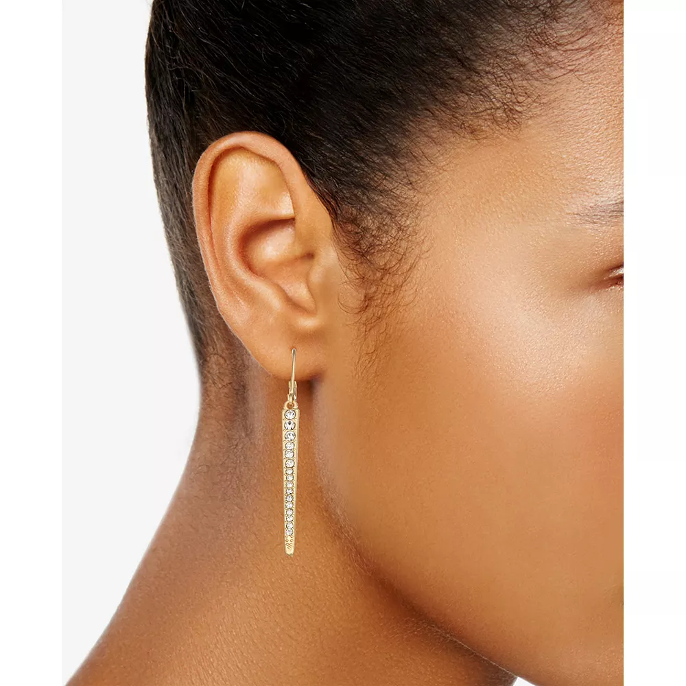 Nine West Gold Tone Simulated Crystal Linear Drop Earrings 4 Nine West Gold Tone Simulated Crystal Linear Drop Earrings - Image 2