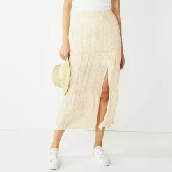 Women's Nine West Crosshatch Tiered Maxi Skirt -Nine West shop 5330209 Beige Small Zebra