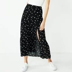 Women's Nine West Crosshatch Tiered Maxi Skirt -Nine West shop 5330209 Black Abstract Ditsy