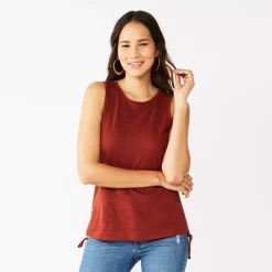 Women's Nine West Ruched Side Tank 18 Women's Nine West Ruched Side Tank -Nine West shop 5493872 Marsala Flower