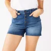 Women's Nine West Slimming Button Front High-Waisted Shorts 1 Women's Nine West Slimming Button Front High-Waisted Shorts -Nine West shop 5497290 Medium Wash