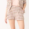 Women's Nine West High Rise Walking Shorts 1 Women's Nine West High Rise Walking Shorts -Nine West shop 5497675 Mocha Frosting Plaid