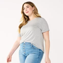 Plus Size Nine West Essential Crewneck Tee -Nine West shop 5525951 Gray Fox Heather