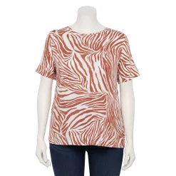 Plus Size Nine West Essential Crewneck Tee -Nine West shop 5525951 Summer Zebra