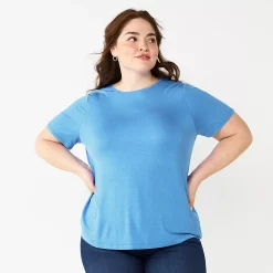Plus Size Nine West Essential Crewneck Tee -Nine West shop 5525951 Val Blue