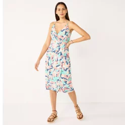 Women's Nine West Strappy Wrap Midi Dress 14 Women's Nine West Strappy Wrap Midi Dress -Nine West shop 5531473 Abstract Plumeria Teal
