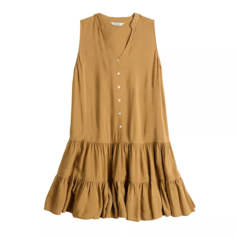 Women's Nine West Button-Front Tiered Drop-Waist Dress 12 Women's Nine West Button-Front Tiered Drop-Waist Dress - Image 10