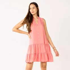 Women's Nine West Button-Front Tiered Drop-Waist Dress 13 Women's Nine West Button-Front Tiered Drop-Waist Dress -Nine West shop 5531674 Cruz Coral