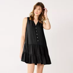 Women's Nine West Button-Front Tiered Drop-Waist Dress 14 Women's Nine West Button-Front Tiered Drop-Waist Dress -Nine West shop 5531674 Mineral Black
