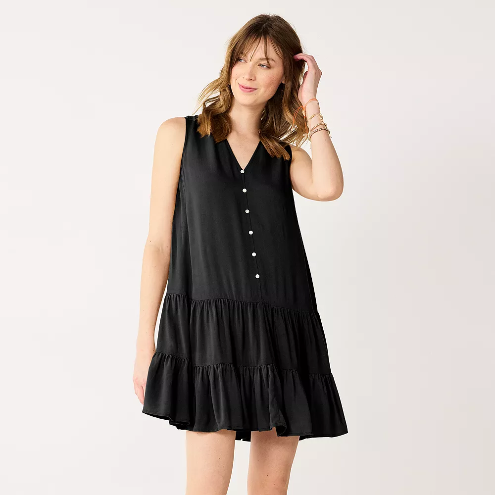 Women's Nine West Button-Front Tiered Drop-Waist Dress 5 Women's Nine West Button-Front Tiered Drop-Waist Dress - Image 3