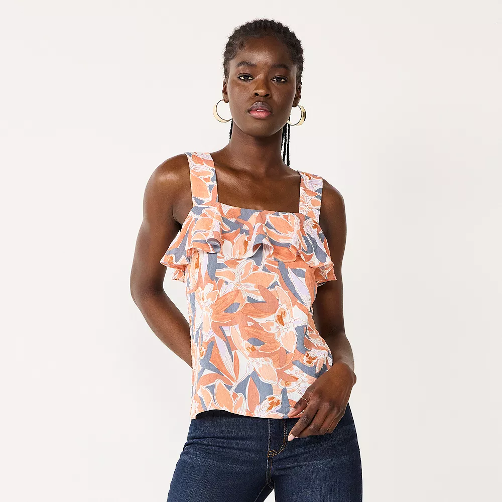 Women's Nine West Squareneck Ruffle Tank 6 Women's Nine West Squareneck Ruffle Tank - Image 4