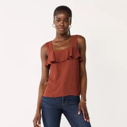 Women's Nine West Squareneck Ruffle Tank 13 Women's Nine West Squareneck Ruffle Tank -Nine West shop 5532424 Marsala Flower