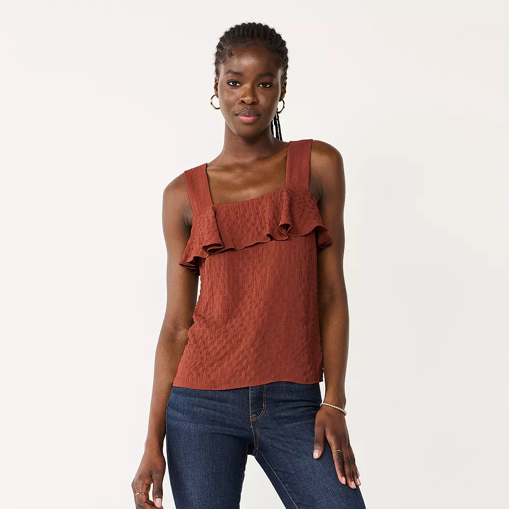 Women's Nine West Squareneck Ruffle Tank 7 Women's Nine West Squareneck Ruffle Tank - Image 5