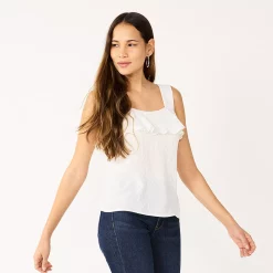 Women's Nine West Squareneck Ruffle Tank 10 Women's Nine West Squareneck Ruffle Tank -Nine West shop 5532424 White